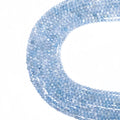 Natural aquamarine micro faceted beads in 2mm, 3mm, 4mm. Icy blue stone spacer beads for delicate bracelets and DIY jewelry making