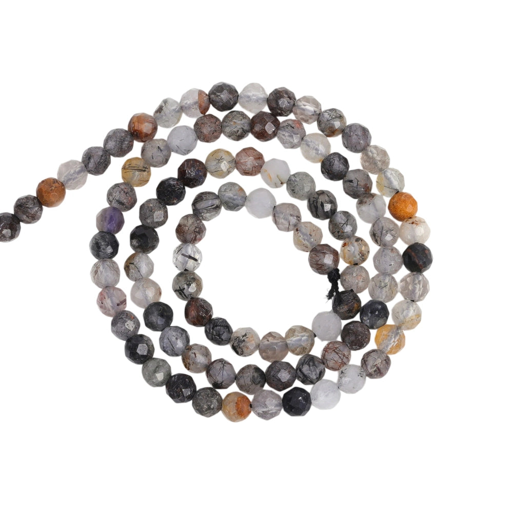 Genuine natural black rutilated quartz micro faceted beads. Sparkling black and clear spacer beads in 2mm 3mm 4mm for minimalist layered necklaces and boutique jewelry
