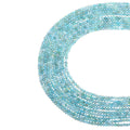 Natural blue apatite micro faceted beads in 2mm, 3mm, 4mm. Blue-green stone spacer beads for delicate bracelets and DIY jewelry making