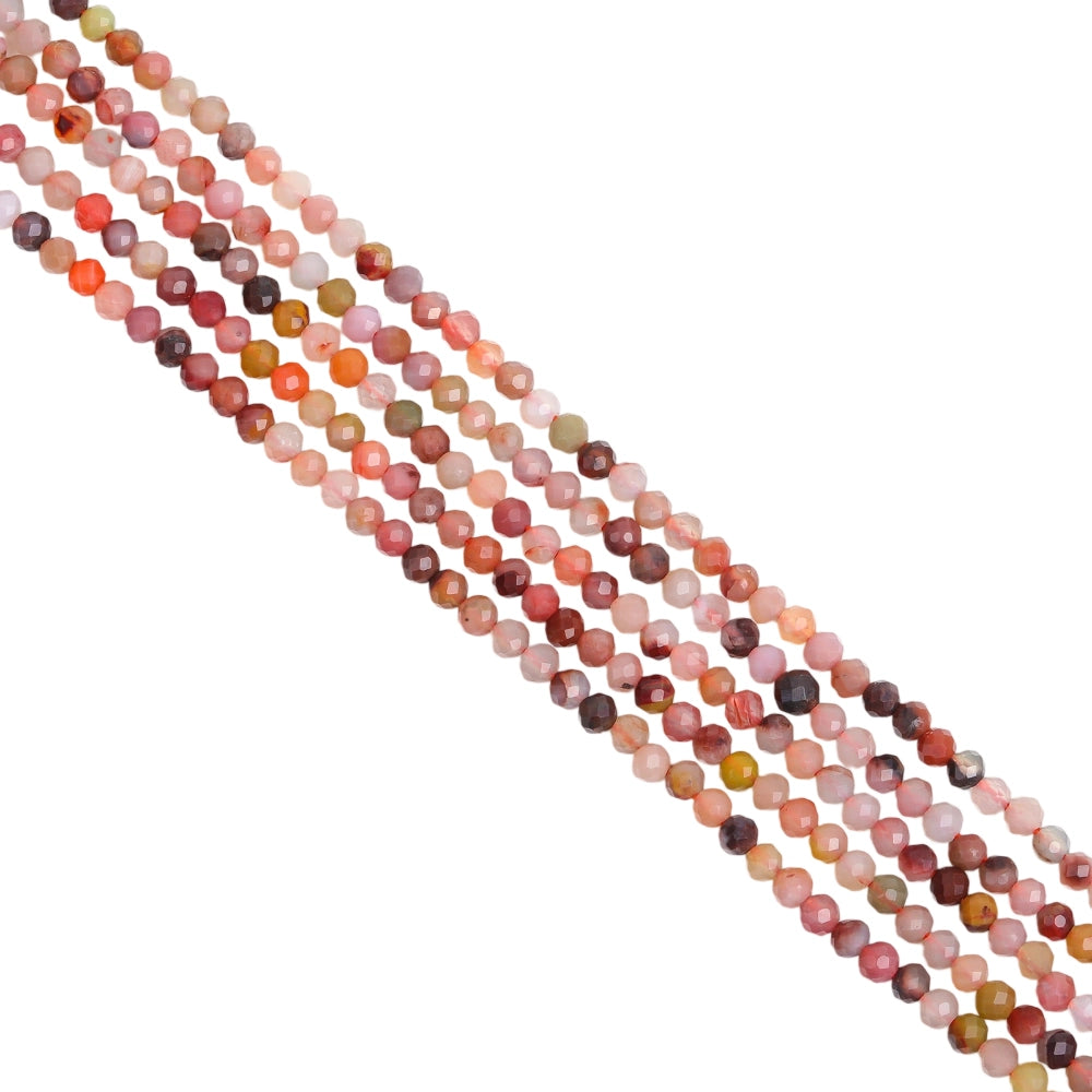 Natural candy agate micro faceted beads in 2mm, 3mm, 4mm. Multi-color stone spacer beads for delicate bracelets and DIY jewelry making