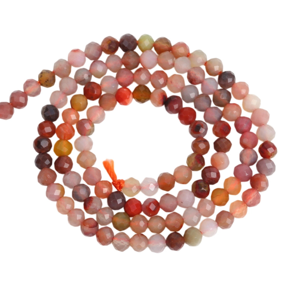 Natural candy agate micro faceted beads in 2mm, 3mm, 4mm. Multi-color stone spacer beads for delicate bracelets and DIY jewelry making