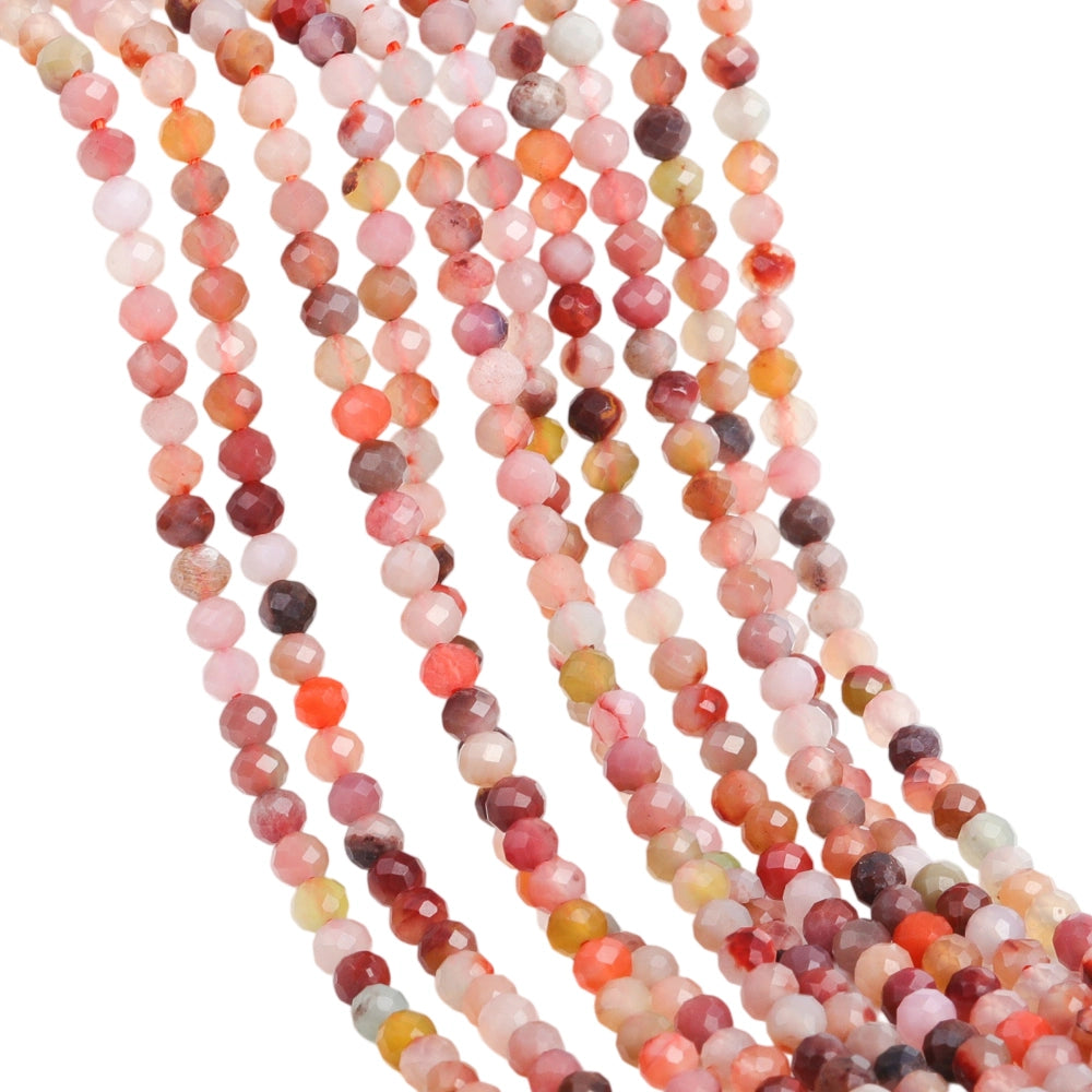 Natural candy agate micro faceted beads in 2mm, 3mm, 4mm. Multi-color stone spacer beads for delicate bracelets and DIY jewelry making