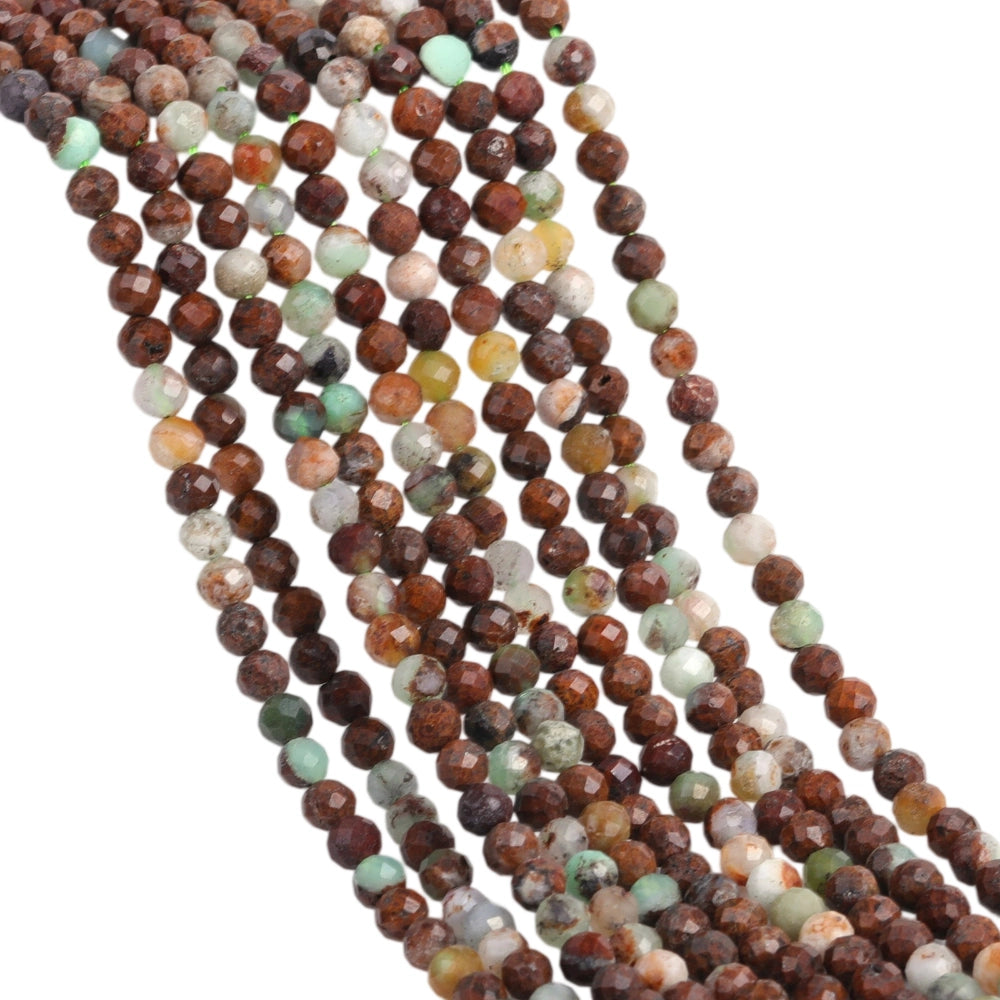 Natural chrysoprase micro faceted beads in 2mm, 3mm, 4mm. Also known as Australian jade, green stone spacer beads for delicate bracelets and DIY jewelry making