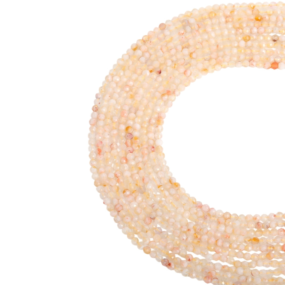 Natural citrine micro faceted beads in 2mm, 3mm, 4mm. Pale yellow stone spacer beads for delicate bracelets and DIY jewelry making