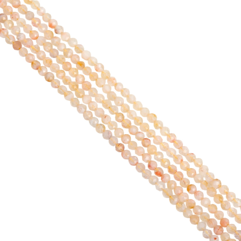 Natural citrine micro faceted beads in 2mm, 3mm, 4mm. Pale yellow stone spacer beads for delicate bracelets and DIY jewelry making
