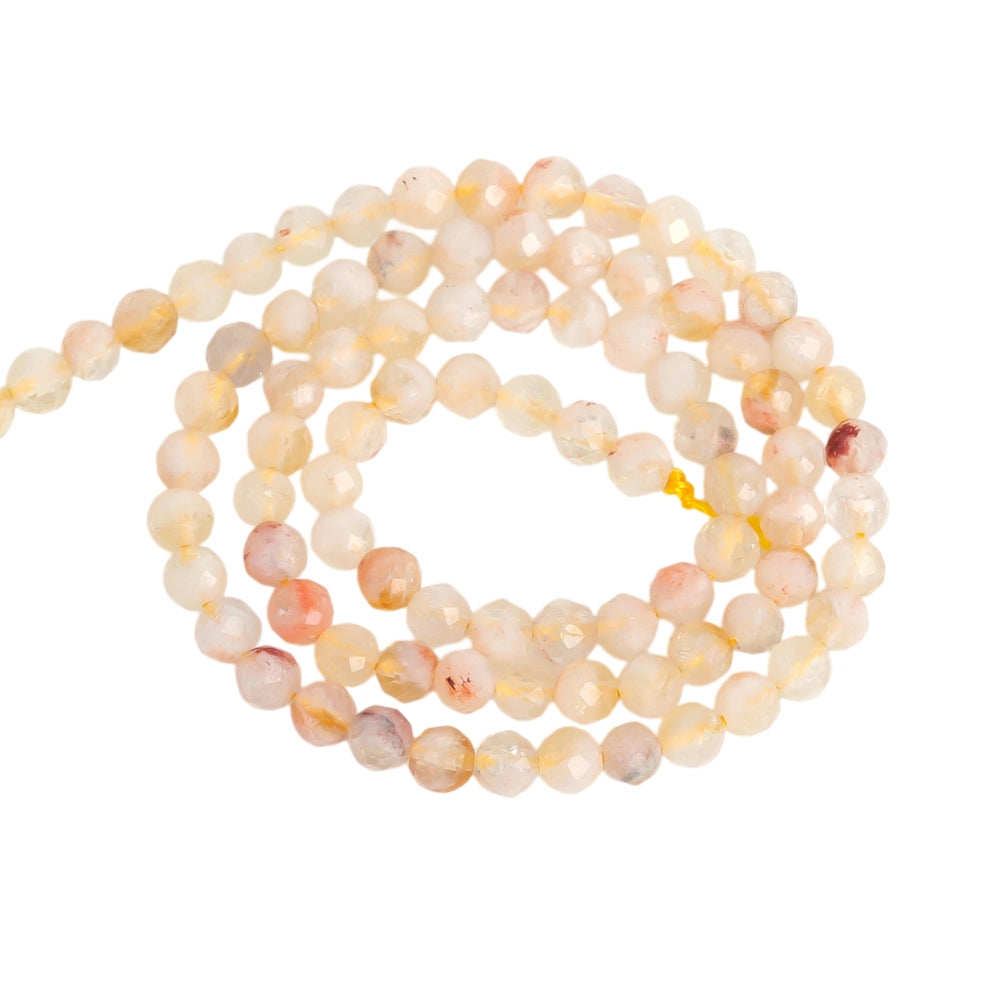 Natural citrine micro faceted beads in 2mm, 3mm, 4mm. Pale yellow stone spacer beads for delicate bracelets and DIY jewelry making