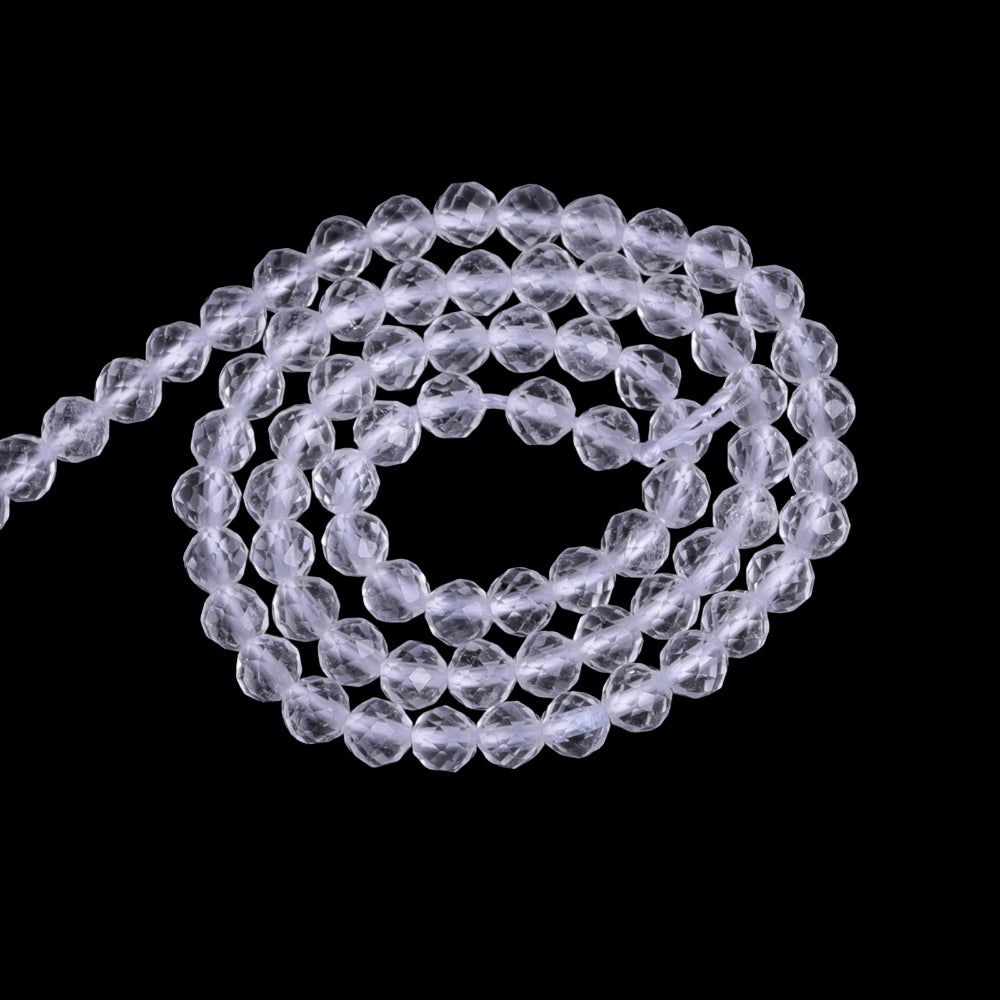 Natural clear quartz micro faceted beads in 2mm, 3mm, 4mm. Transparent crystal spacer beads for delicate bracelets and DIY jewelry making