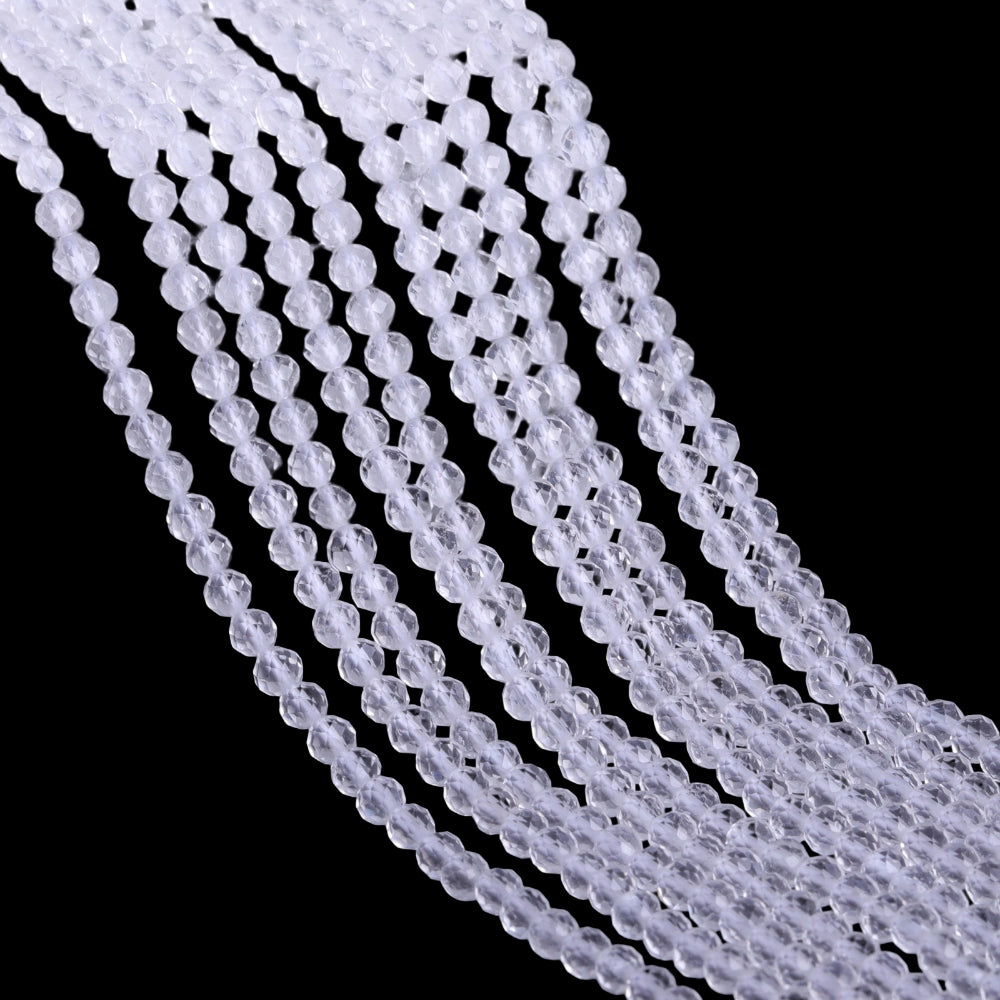 Natural clear quartz micro faceted beads in 2mm, 3mm, 4mm. Transparent crystal spacer beads for delicate bracelets and DIY jewelry making