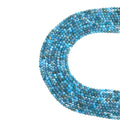Natural deep blue apatite micro faceted beads in 2mm, 3mm, 4mm. Blue-green stone spacer beads for delicate bracelets and DIY jewelry making
