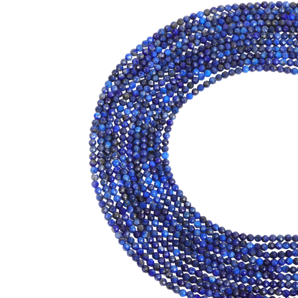 Natural deep sodalite micro faceted beads in 2mm, 3mm, 4mm. Deep blue stone spacer beads for delicate bracelets and DIY jewelry making