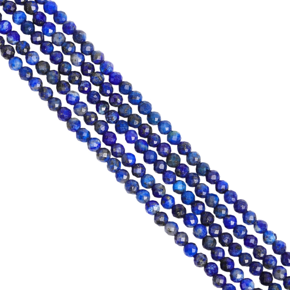 Natural deep sodalite micro faceted beads in 2mm, 3mm, 4mm. Deep blue stone spacer beads for delicate bracelets and DIY jewelry making