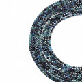 Natural dumortierite micro faceted beads in 2mm, 3mm, 4mm. Deep blue-green stone spacer beads for delicate bracelets and DIY jewelry making