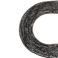Natural golden sheen obsidian micro faceted beads in 2mm, 3mm, 4mm. Dark brown stone spacer beads for delicate bracelets and DIY jewelry making