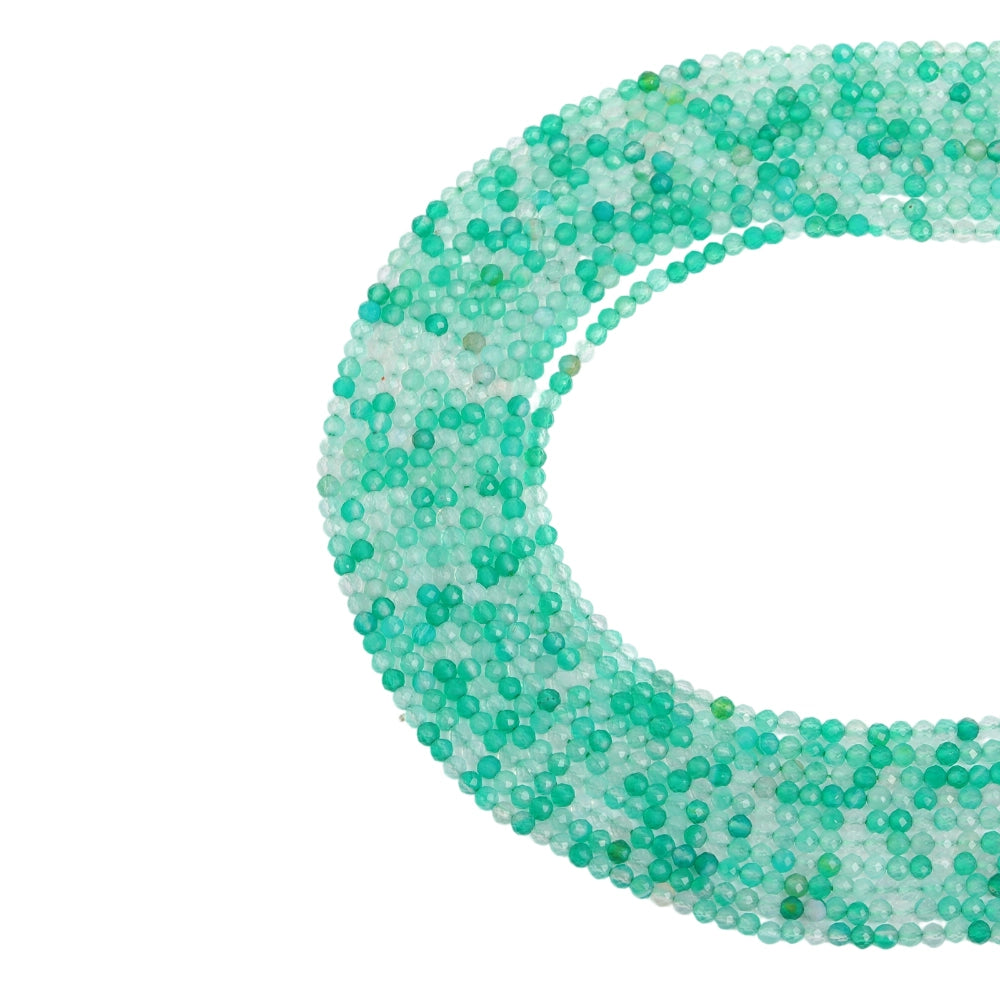 Natural green agate micro faceted beads in 2mm, 3mm, 4mm. Mint green stone spacer beads for delicate bracelets and DIY jewelry making