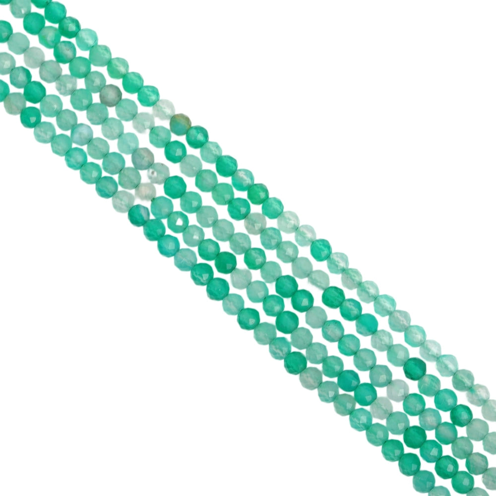 Natural green agate micro faceted beads in 2mm, 3mm, 4mm. Mint green stone spacer beads for delicate bracelets and DIY jewelry making
