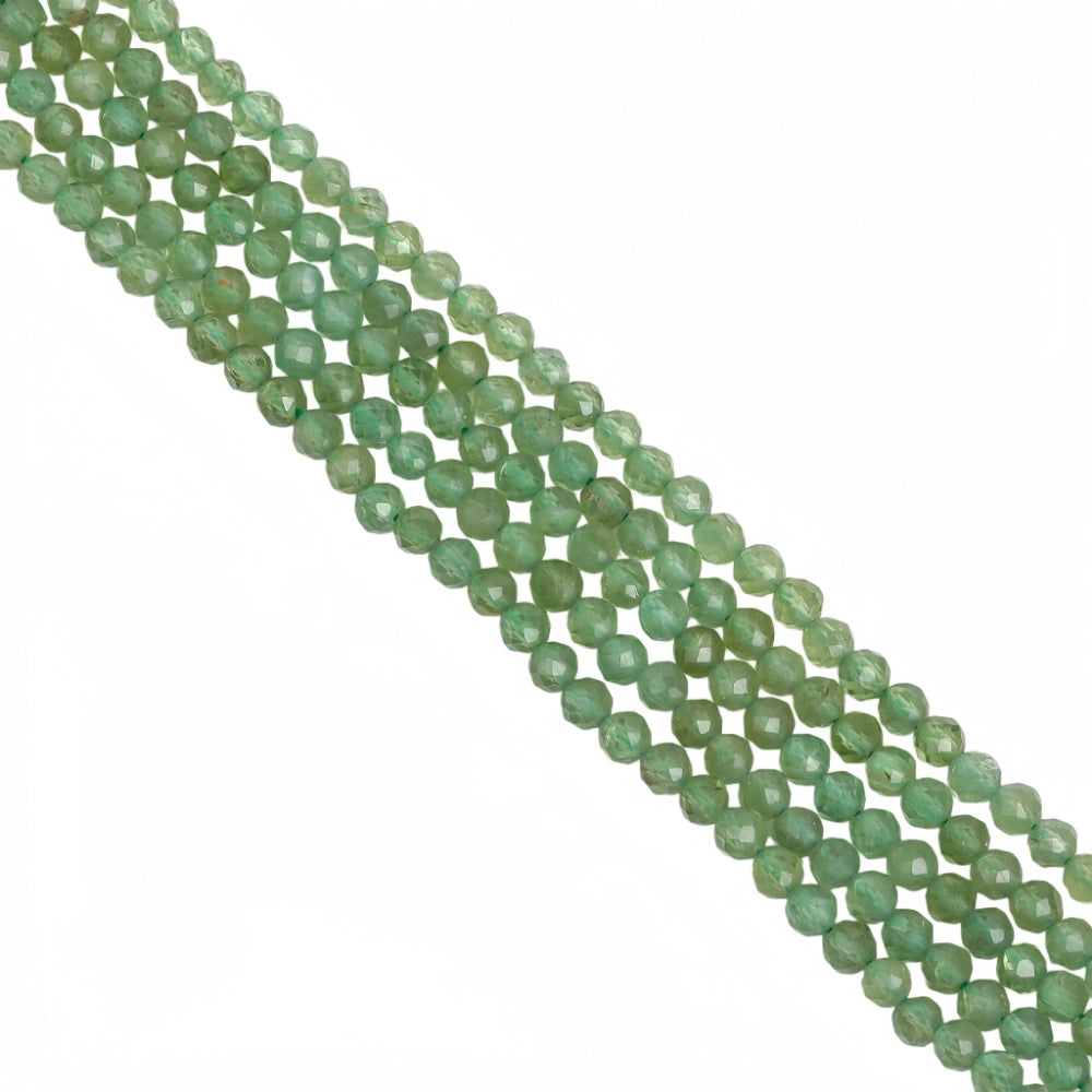 Natural green apatite micro faceted beads in 2mm, 3mm, 4mm. Soft mint green stone spacer beads for delicate bracelets and DIY jewelry making