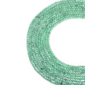 Natural green aventurine micro faceted beads in 2mm, 3mm, 4mm. Green stone spacer beads for delicate bracelets and DIY jewelry making