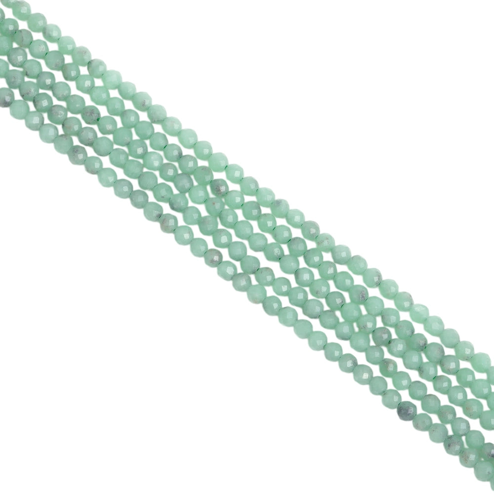 Natural green aventurine micro faceted beads in 2mm, 3mm, 4mm. Green stone spacer beads for delicate bracelets and DIY jewelry making