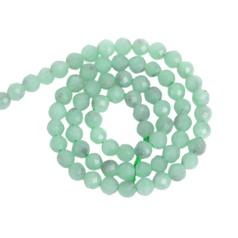 Natural green aventurine micro faceted beads in 2mm, 3mm, 4mm. Green stone spacer beads for delicate bracelets and DIY jewelry making