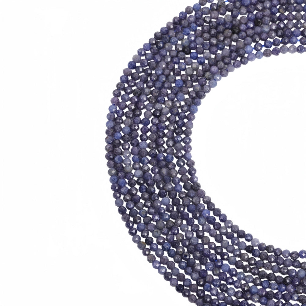 Natural grey blue sodalite micro faceted beads in 2mm, 3mm, 4mm. Blue-grey stone spacer beads for delicate bracelets and DIY jewelry making