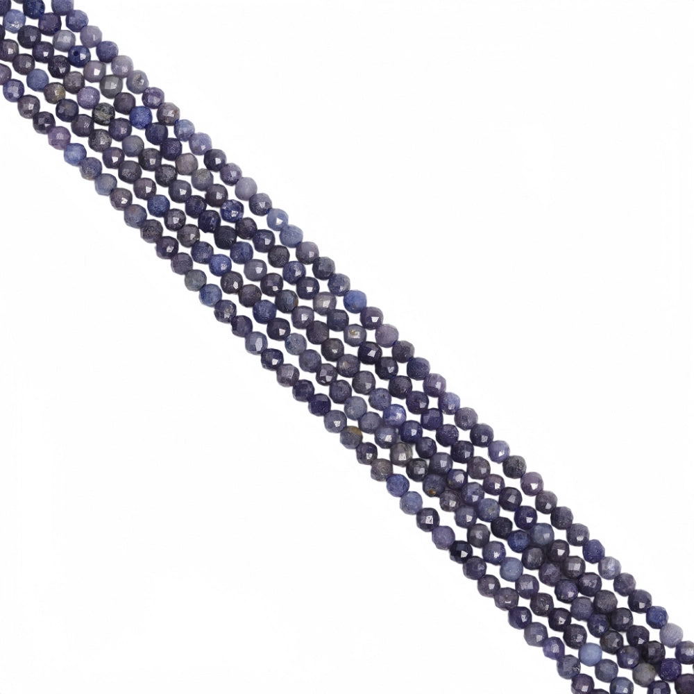 Natural grey blue sodalite micro faceted beads in 2mm, 3mm, 4mm. Blue-grey stone spacer beads for delicate bracelets and DIY jewelry making