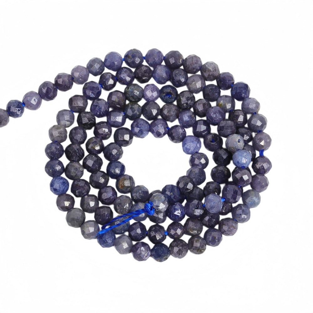 Natural grey blue sodalite micro faceted beads in 2mm, 3mm, 4mm. Blue-grey stone spacer beads for delicate bracelets and DIY jewelry making