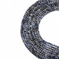Natural kyanite micro faceted beads in 2mm, 3mm, 4mm. Deep blue stone spacer beads for delicate bracelets and DIY jewelry making
