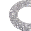 Natural labradorite micro faceted beads in 2mm, 3mm, 4mm. Iridescent grey stone spacer beads for delicate bracelets and DIY jewelry making