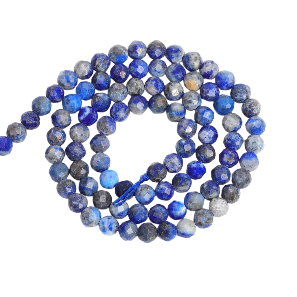 Natural lapis lazuli micro faceted beads in 2mm, 3mm, 4mm. Deep blue stone spacer beads for delicate bracelets and DIY jewelry making