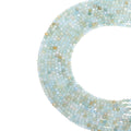 Natural light aquamarine micro faceted beads in 2mm, 3mm, 4mm. Icy blue stone spacer beads for delicate bracelets and DIY jewelry making