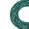Natural malachite micro faceted beads in 2mm, 3mm, 4mm. Deep green stone spacer beads for delicate bracelets and DIY jewelry making