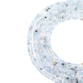 Natural milky blue aquamarine micro faceted beads in 2mm, 3mm, 4mm. Cloudy blue stone spacer beads for delicate bracelets and DIY jewelry making