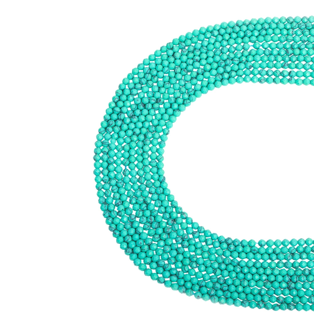 Natural mint green turquoise micro faceted beads in 2mm, 3mm, 4mm. Mint green stone spacer beads for delicate bracelets and DIY jewelry making