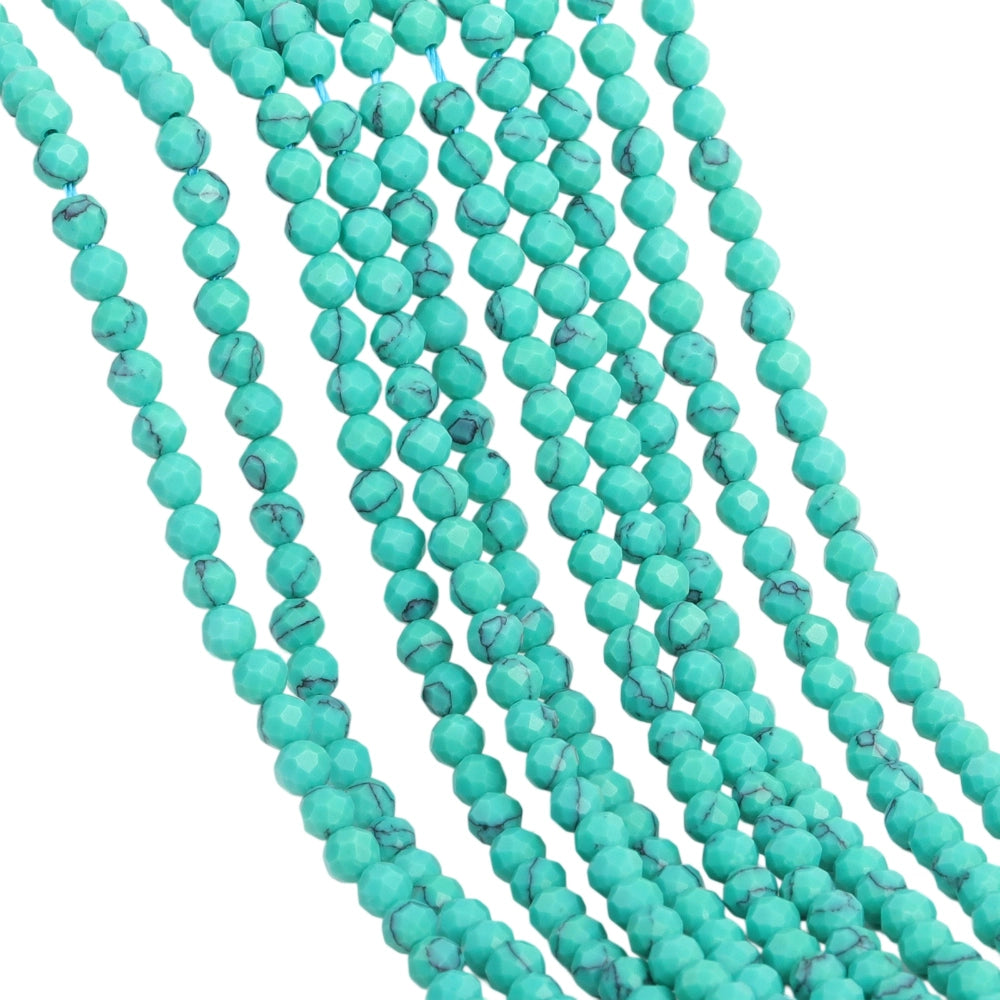 Natural mint green turquoise micro faceted beads in 2mm, 3mm, 4mm. Mint green stone spacer beads for delicate bracelets and DIY jewelry making