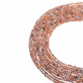 Natural mix moonstone micro faceted beads in 2mm, 3mm, 4mm. Peach and grey stone spacer beads for delicate bracelets and DIY jewelry making