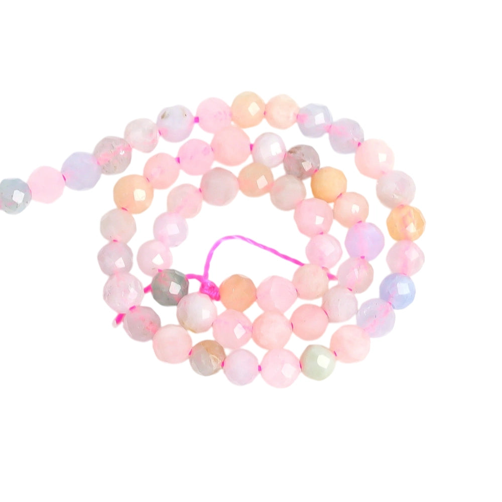Natural morganite micro faceted beads in 2mm, 3mm, 4mm. Pale pink stone spacer beads for delicate bracelets and DIY jewelry making