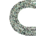 Natural moss agate micro faceted beads in 2mm, 3mm, 4mm. Green stone spacer beads for delicate bracelets and DIY jewelry making