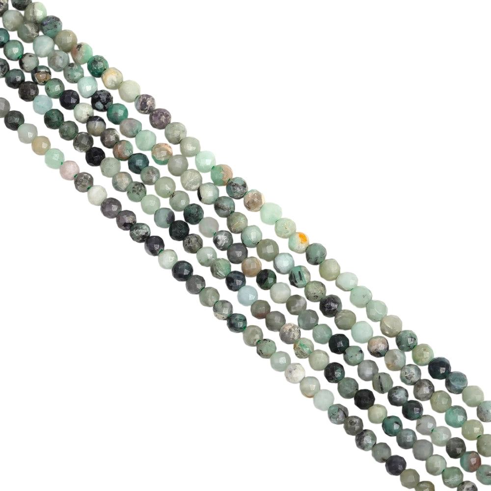 Natural moss agate micro faceted beads in 2mm, 3mm, 4mm. Green stone spacer beads for delicate bracelets and DIY jewelry making