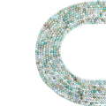Natural multi-color amazonite micro faceted beads in 2mm, 3mm, 4mm. Blue green stone spacer beads for delicate bracelets and DIY jewelry making