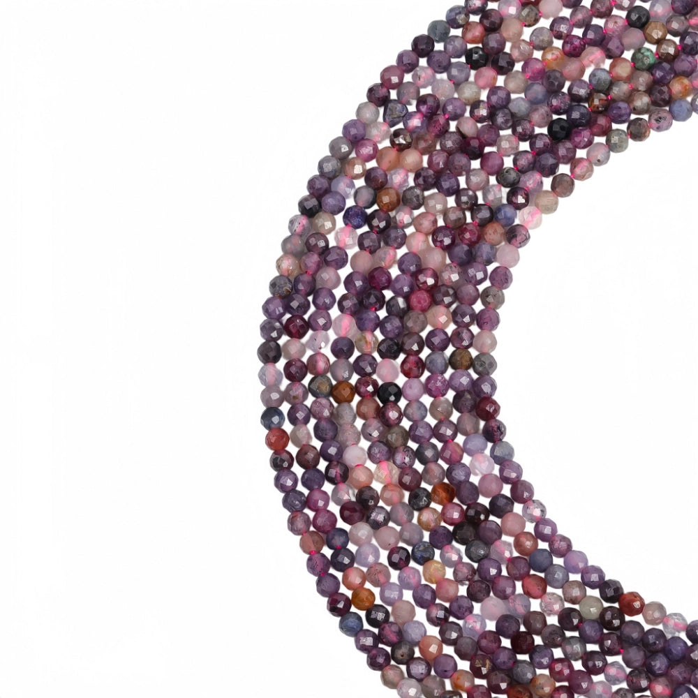 Natural multi-color gemstone beads micro faceted in 2mm, 3mm, 4mm. Mixed rainbow stone spacer beads for delicate bracelets and DIY jewelry making