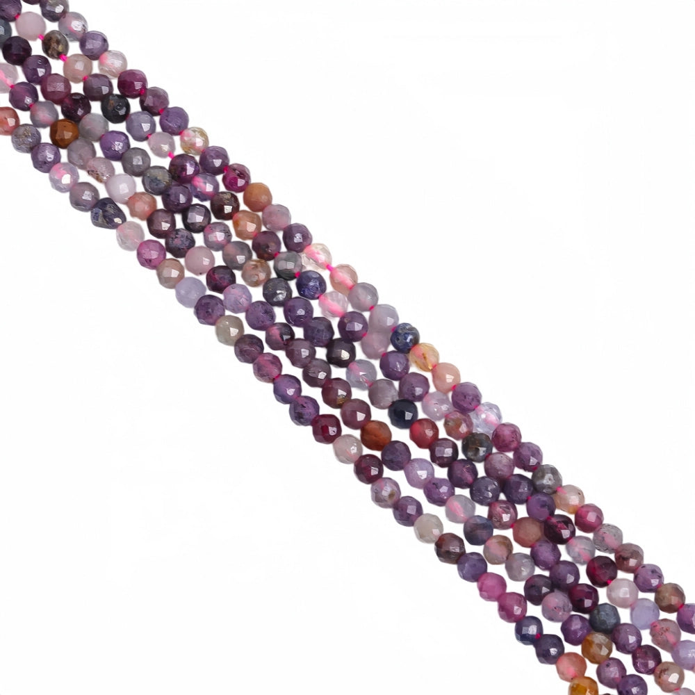 Natural multi-color gemstone beads micro faceted in 2mm, 3mm, 4mm. Mixed rainbow stone spacer beads for delicate bracelets and DIY jewelry making