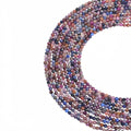Natural multi-color sapphire micro faceted beads in 2mm, 3mm, 4mm. Mixed rainbow stone spacer beads for delicate bracelets and DIY jewelry making