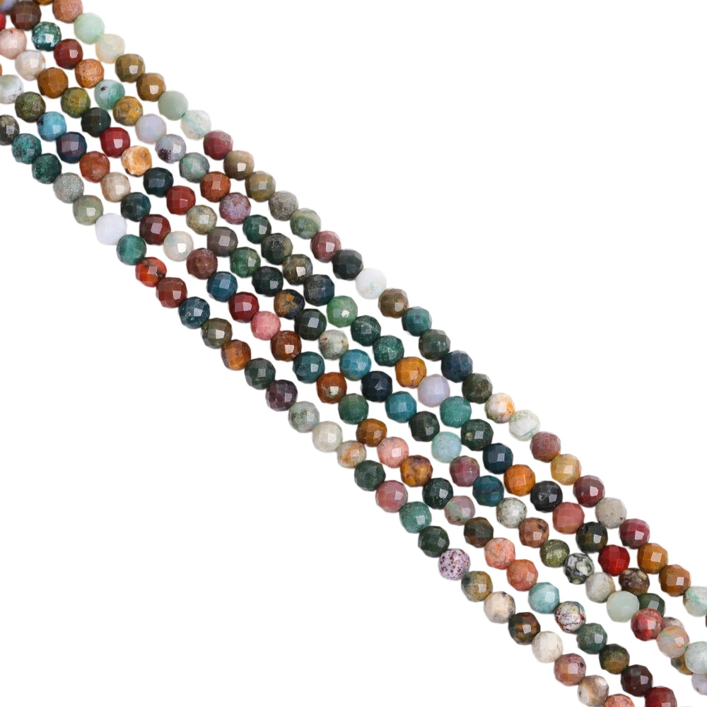 Natural ocean jasper micro faceted beads in 2mm, 3mm, 4mm. Multi-color stone spacer beads for delicate bracelets and DIY jewelry making
