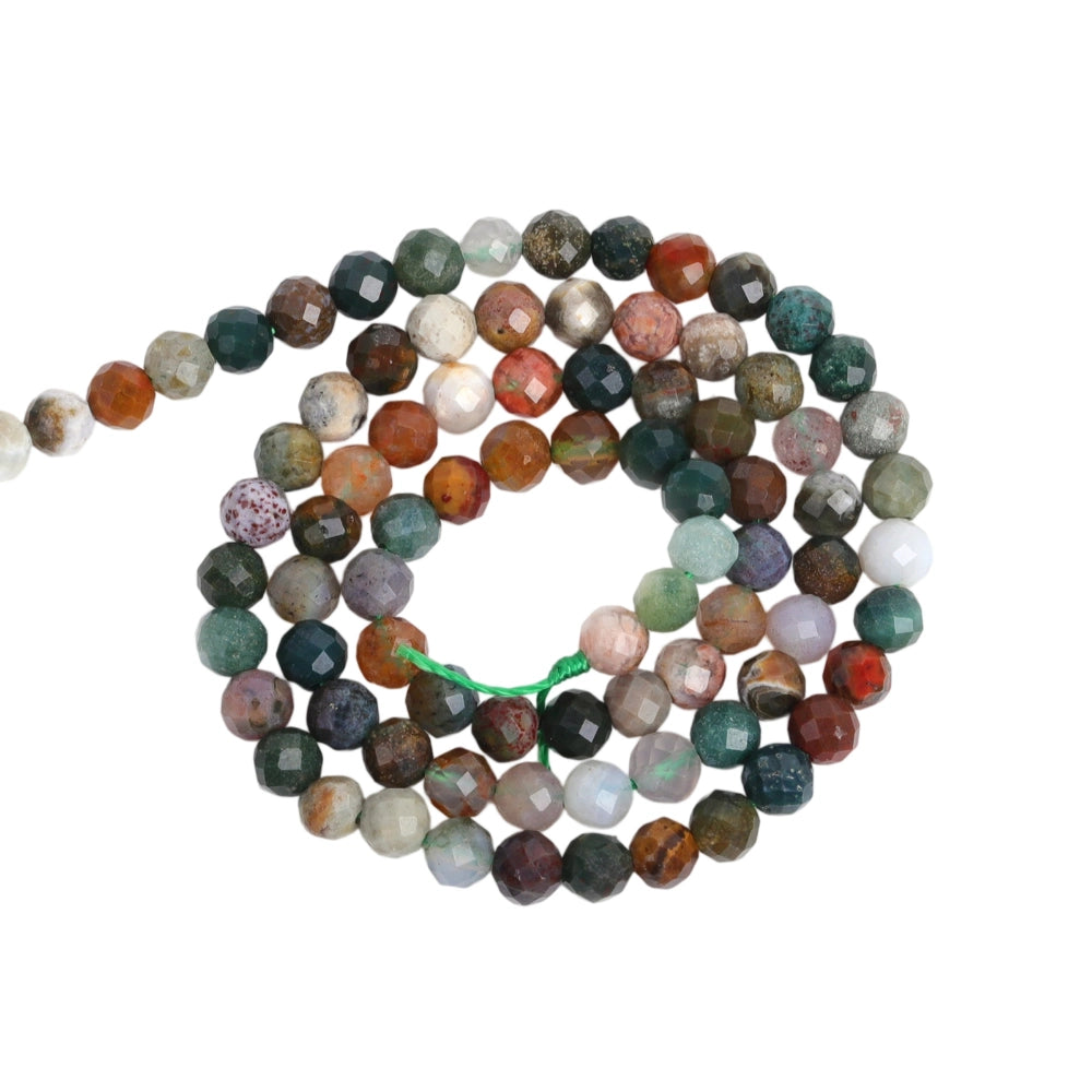 Natural ocean jasper micro faceted beads in 2mm, 3mm, 4mm. Multi-color stone spacer beads for delicate bracelets and DIY jewelry making