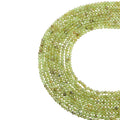 Natural olive green peridot micro faceted beads in 2mm, 3mm, 4mm. Green stone spacer beads for delicate bracelets and DIY jewelry making