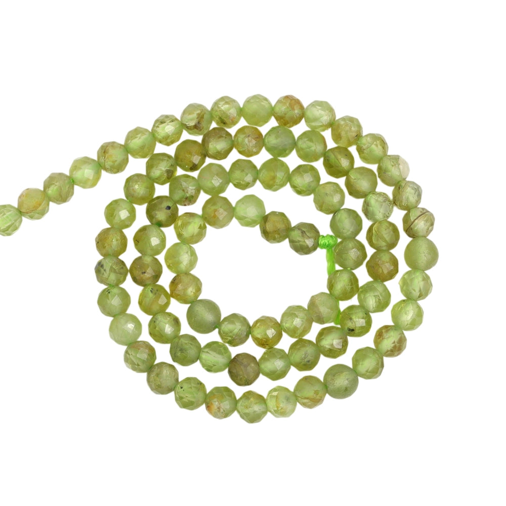 Natural olive green peridot micro faceted beads in 2mm, 3mm, 4mm. Green stone spacer beads for delicate bracelets and DIY jewelry making