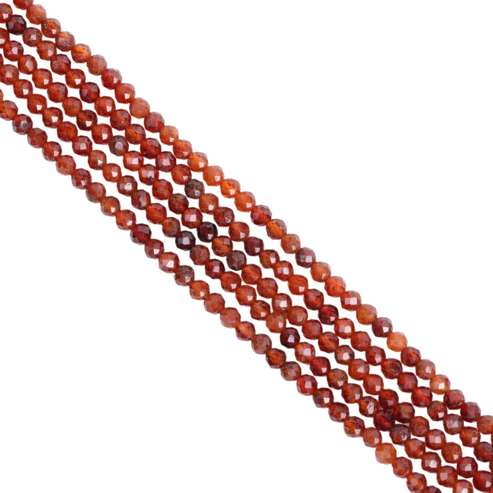 Natural orange garnet micro faceted beads in 2mm, 3mm, 4mm. Orange red stone spacer beads for delicate bracelets and DIY jewelry making