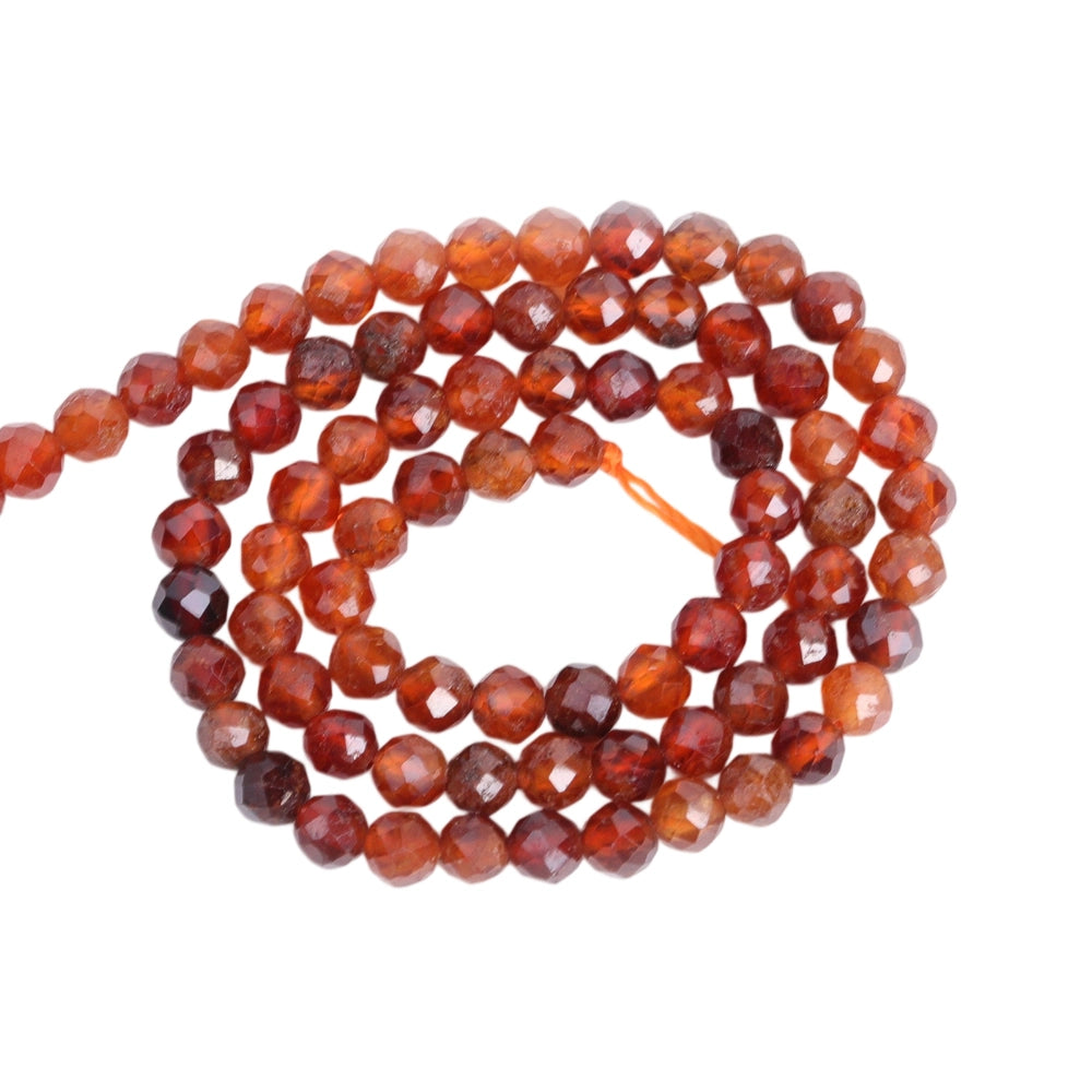 Natural orange garnet micro faceted beads in 2mm, 3mm, 4mm. Orange red stone spacer beads for delicate bracelets and DIY jewelry making