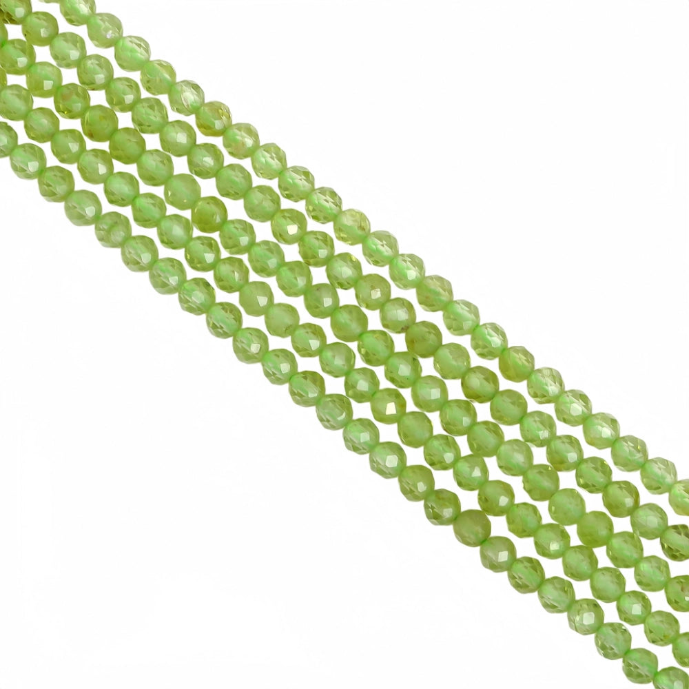 Natural peridot micro faceted beads in 2mm, 3mm, 4mm. Bright green stone spacer beads for delicate bracelets and DIY jewelry making