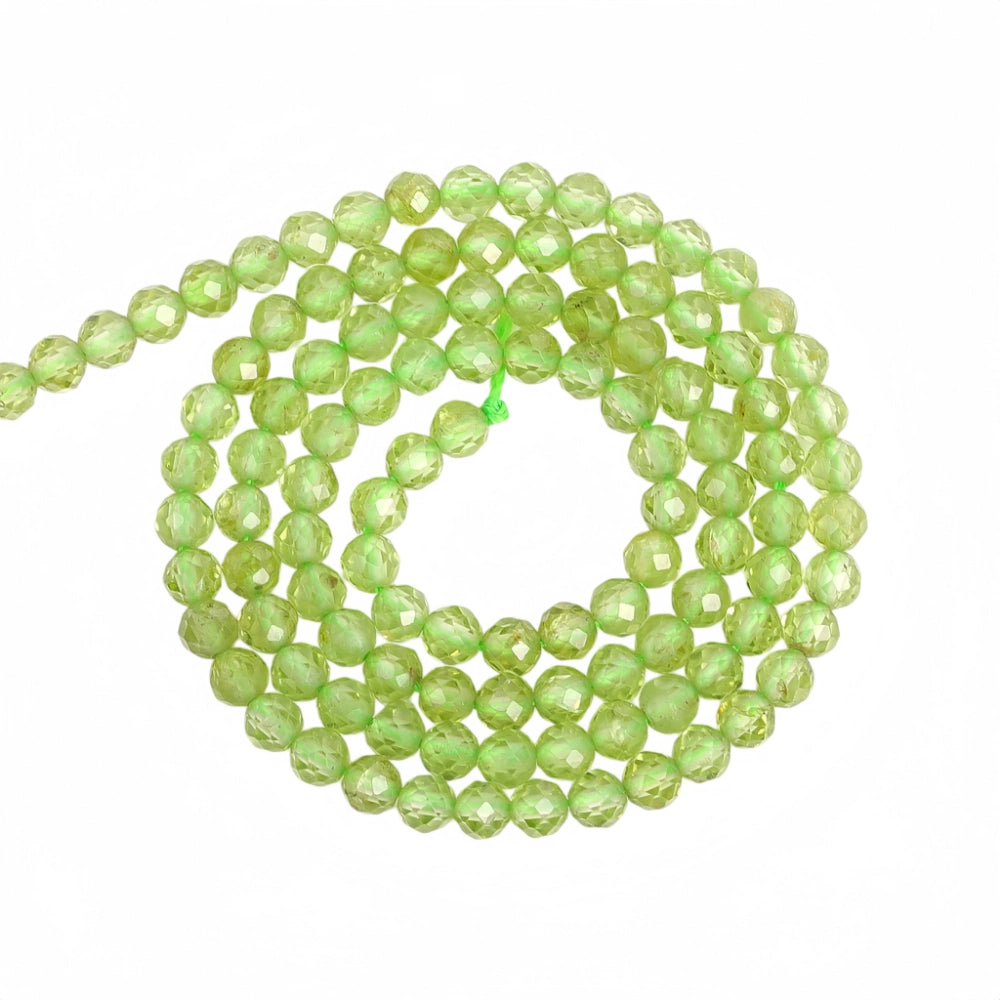Natural peridot micro faceted beads in 2mm, 3mm, 4mm. Bright green stone spacer beads for delicate bracelets and DIY jewelry making
